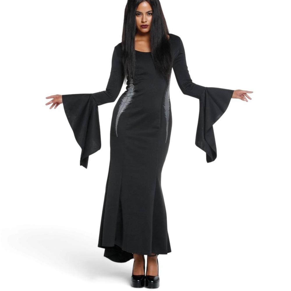 Morticia Addams Maxi Dress Wednesday Creepy Halloween Goth Costume Adult Medium